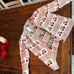 Cherry Patterned Pink Cardigan